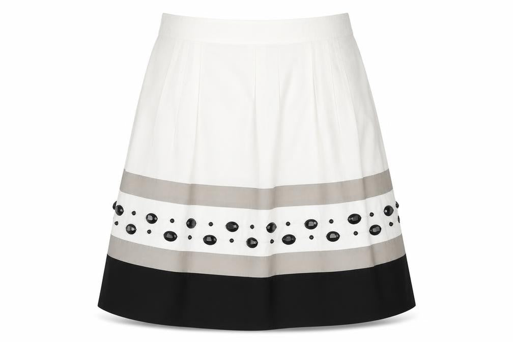 DKNYC Womens White Striped  Flare Skirt Size 30 in