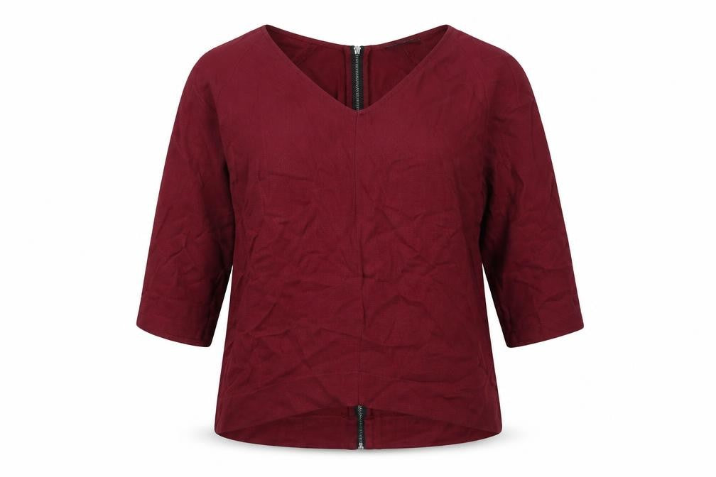 Front view of Topshop women’s red basic blouse, size UK 8