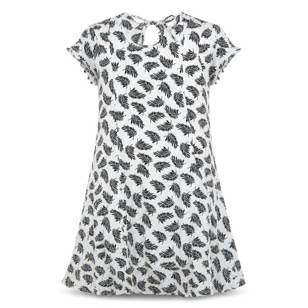 Front view of H&M women’s white floral a-line, size UK 8
