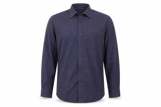 Front view of John Miller men’s blue dress shirt, size M