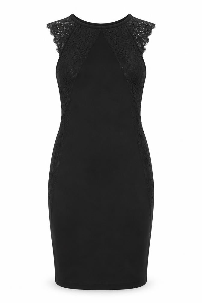 Front view of H&M women’s black lace bodycon, size S