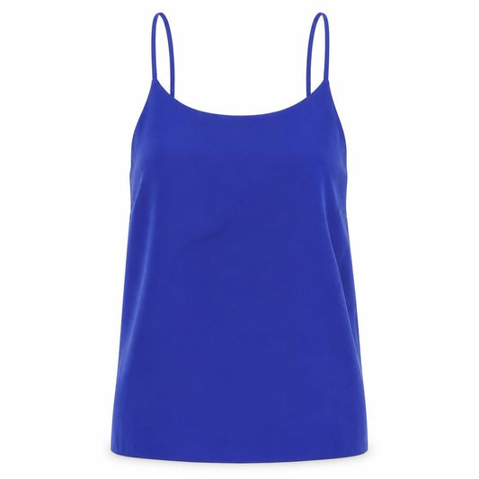 Front view of Papaya women’s blue basic tank, size UK 10