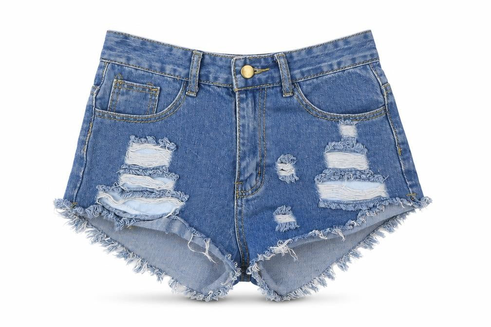 Preworn Womens Blue  Denim Hot Pants Shorts Size 25 in