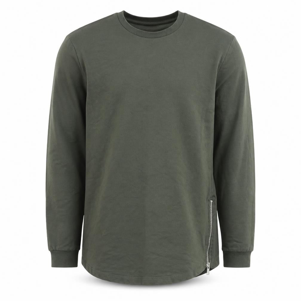 Front view of ASOS men’s green pullover sweatshirt, size S