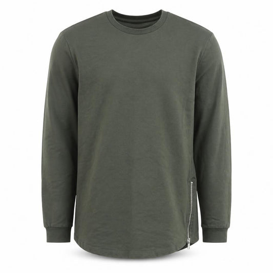 Front view of ASOS men’s green pullover sweatshirt, size S