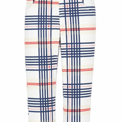 Preworn Womens White Plaid  Capri Trousers Size S L24 in