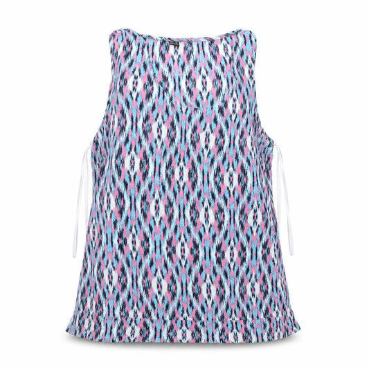 Front view of Primark women’s multicoloured geometric basic tank, size UK 10