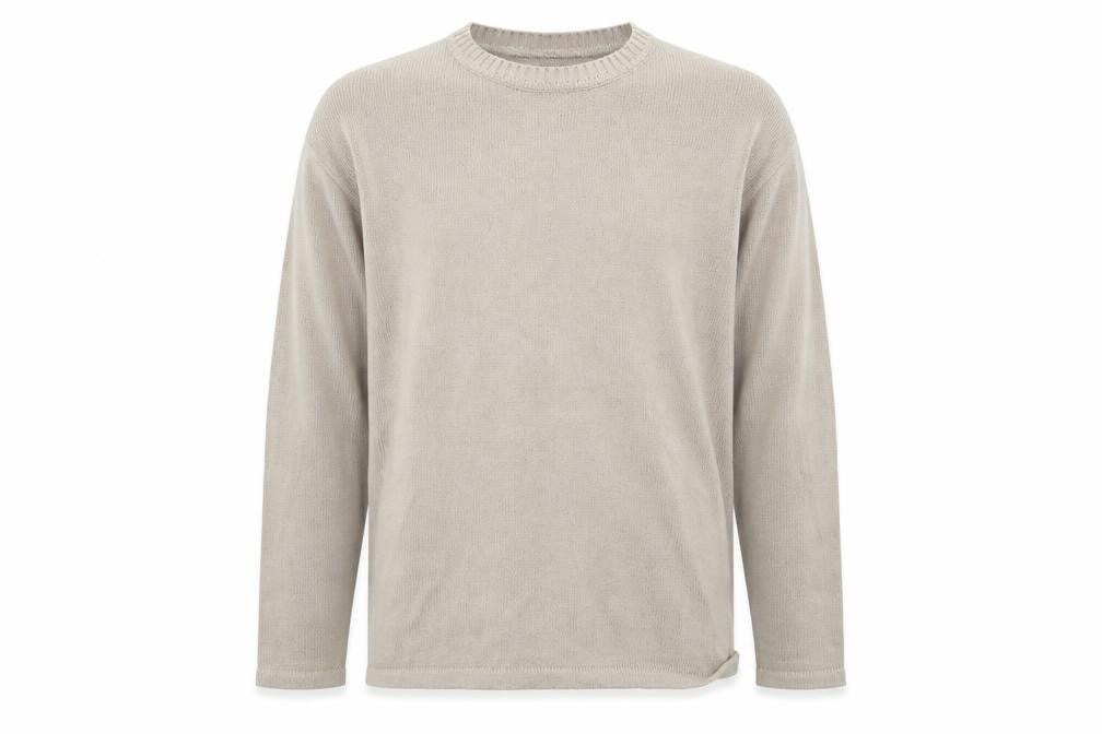 Front view of Tnx men’s beige knit jumper, size L