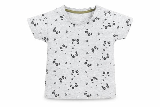 Front view of Matalan Baby Green Basic T-Shirt, size 9-12, Months - panda faces