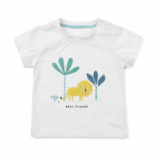Front view of Matalan Baby White Basic T-Shirt, size 9-12, Months - best friends