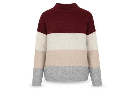 Front view of Brave Soul women’s multicoloured striped jumper, size M