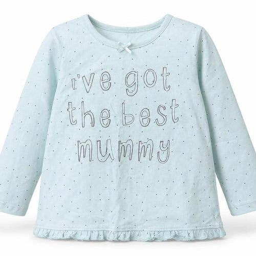 George Girls Blue Polka Dot  Basic T-Shirt Size 9-12 Months