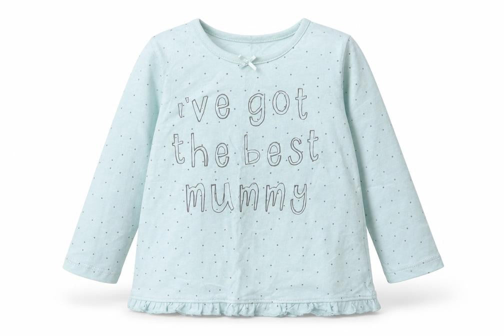 George Girls Blue Polka Dot  Basic T-Shirt Size 9-12 Months