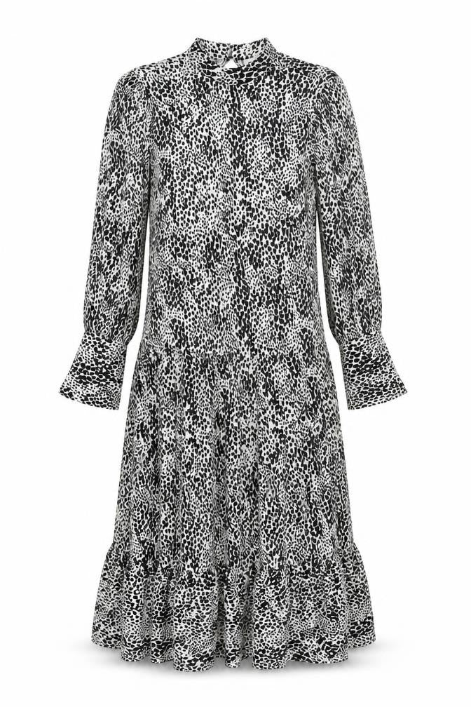 Front view of Topshop women’s white animal print a-line, size UK 6