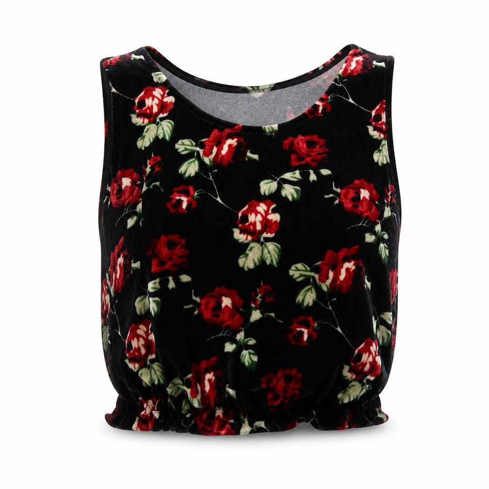 Front view of Pins & Needles women’s black floral basic t-shirt, size XS
