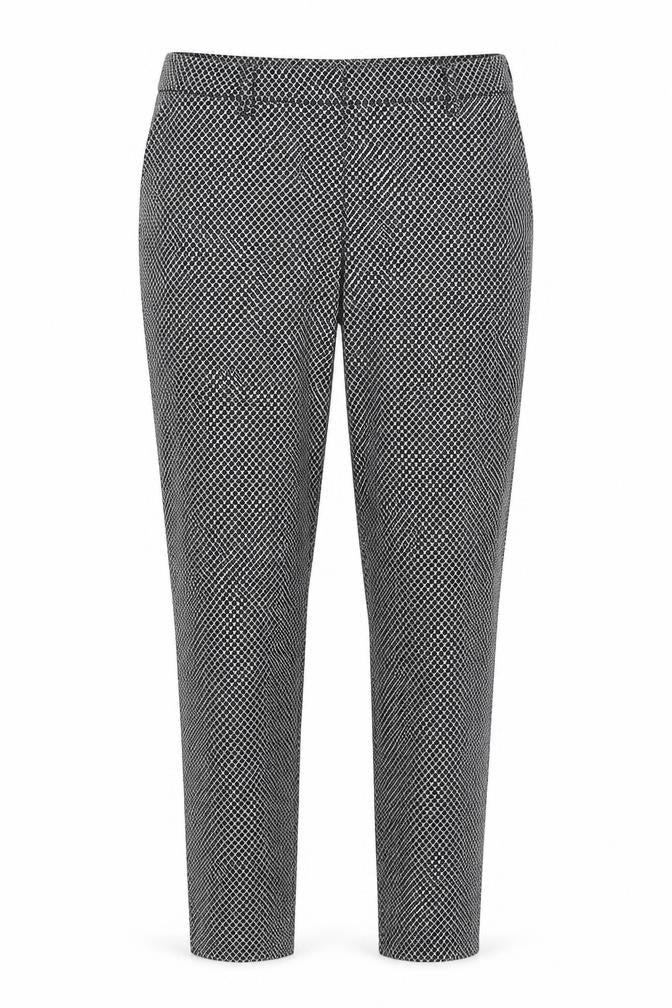 Front view of H&M women’s black trousers, size UK 8, 25-inch leg