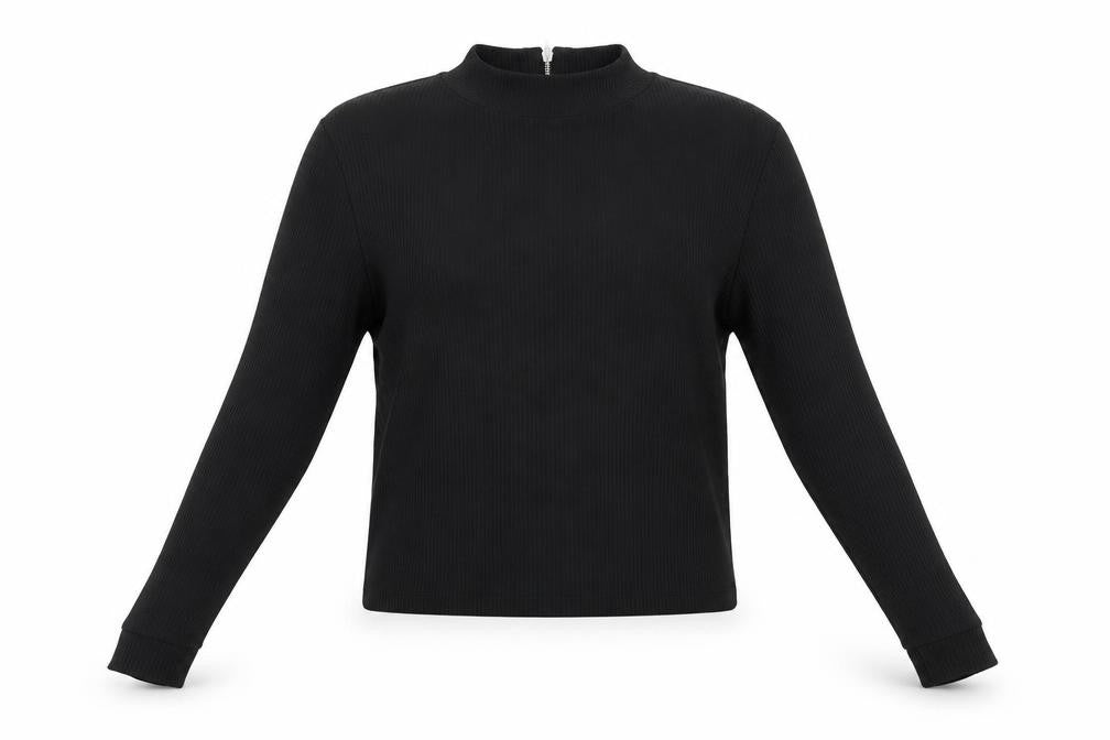 Front view of Limited Edition women’s black jumper, size UK 10