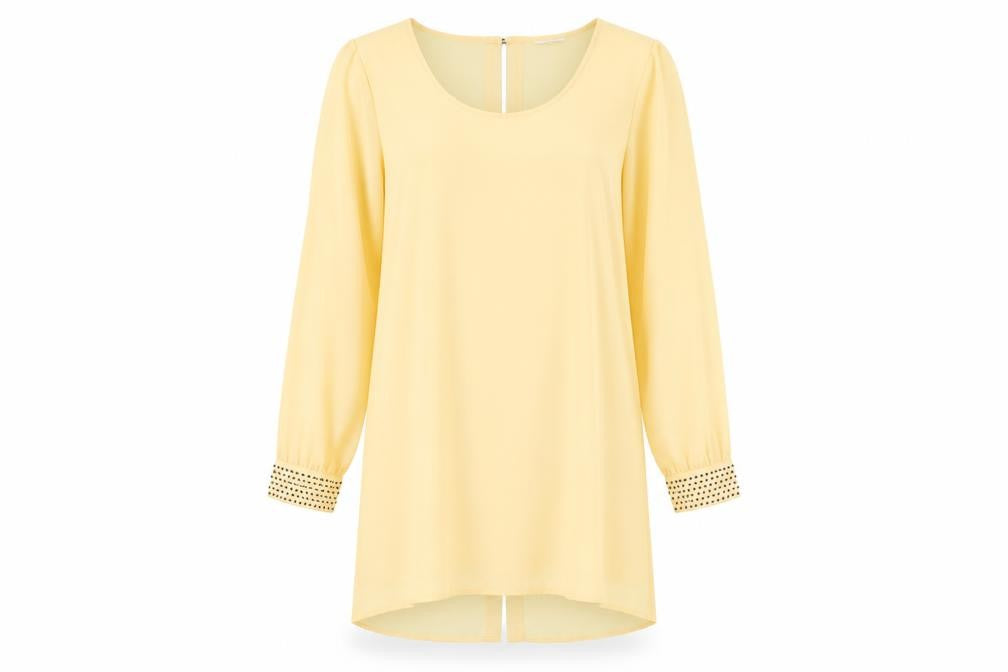 Front view of VILLA women’s beige rayon shift, size L