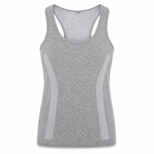Front view of WorkOut women’s grey basic tank, size UK 6