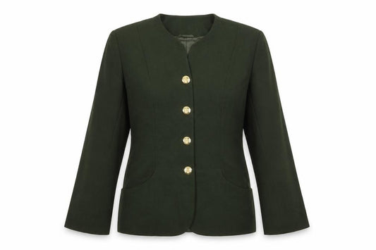 Front view of Gina women’s green jacket, size UK 12