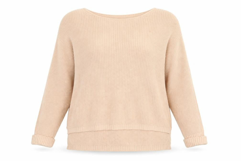 Front view of Avenue women’s beige jumper, size UK 16