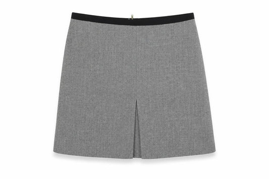 Front view of H&M women’s grey flare skirt, size UK 12