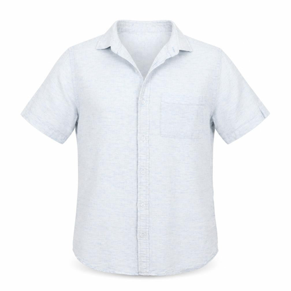 Front view of New Look men’s blue button-up, size XS