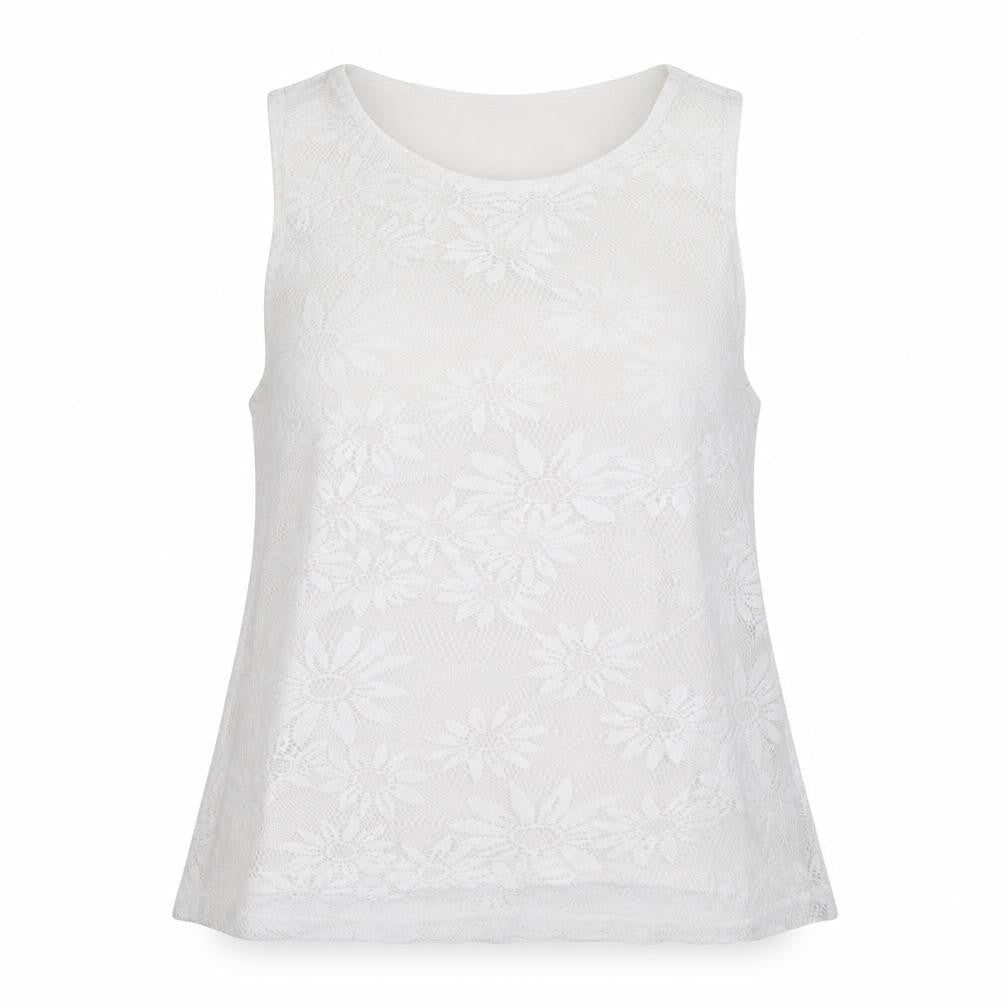 Front view of Topshop women’s white basic tank, size UK 10