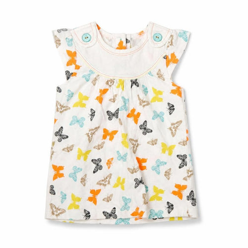 M&Co Girls White   T-Shirt Dress  Size 12-18 Months  - butteflies