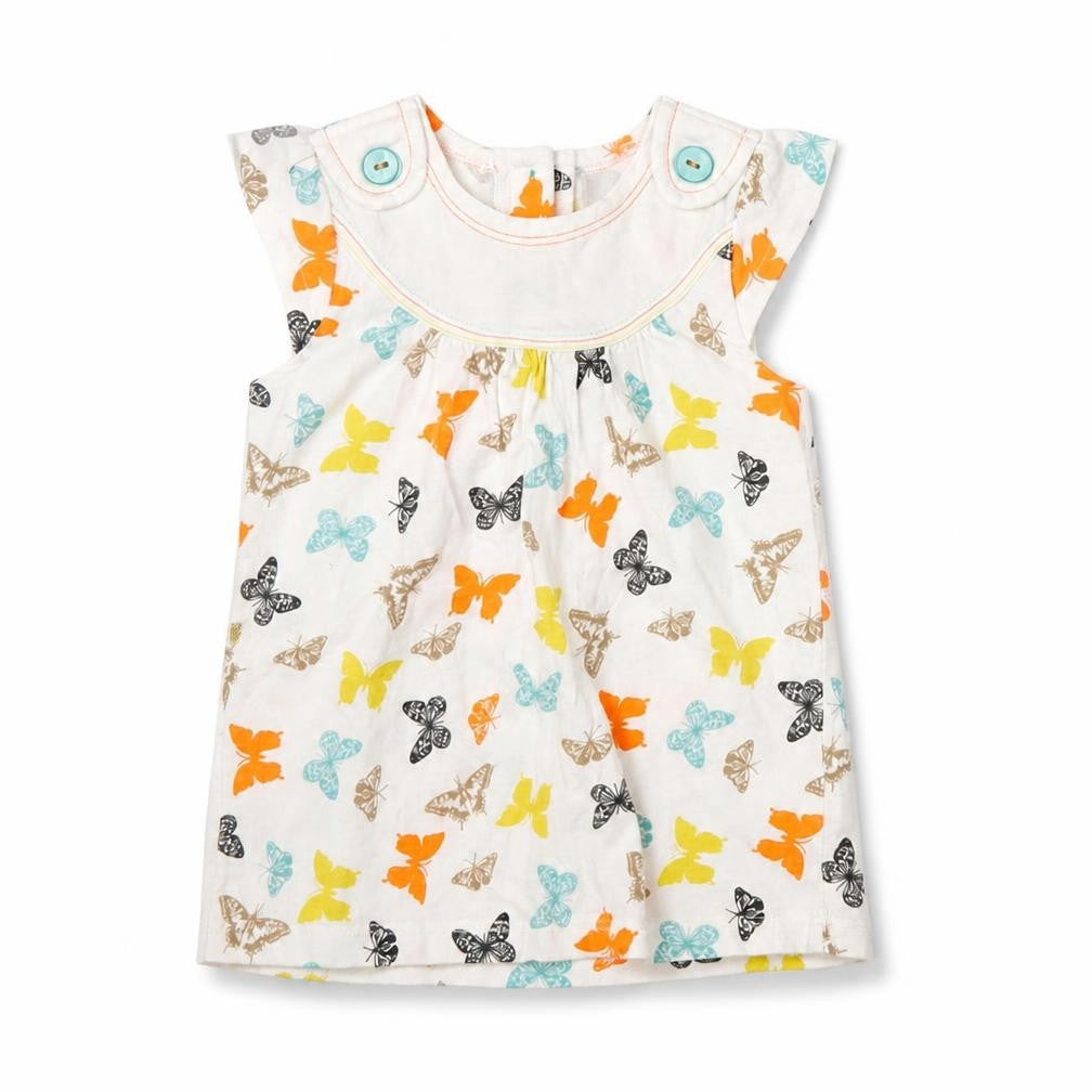 M&Co Girls White   T-Shirt Dress  Size 12-18 Months  - butteflies