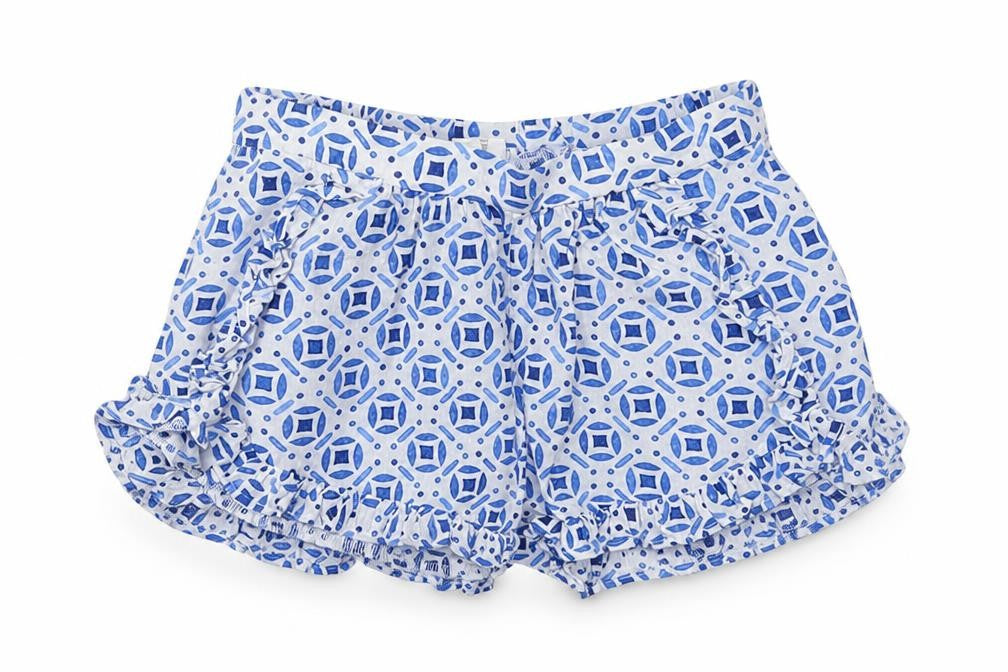 H&M Girls Blue Batik  Cropped Trousers Size 12-18 Months