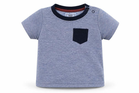 Front view of Early Days Baby Blue Basic T-Shirt, size 9-12, Months