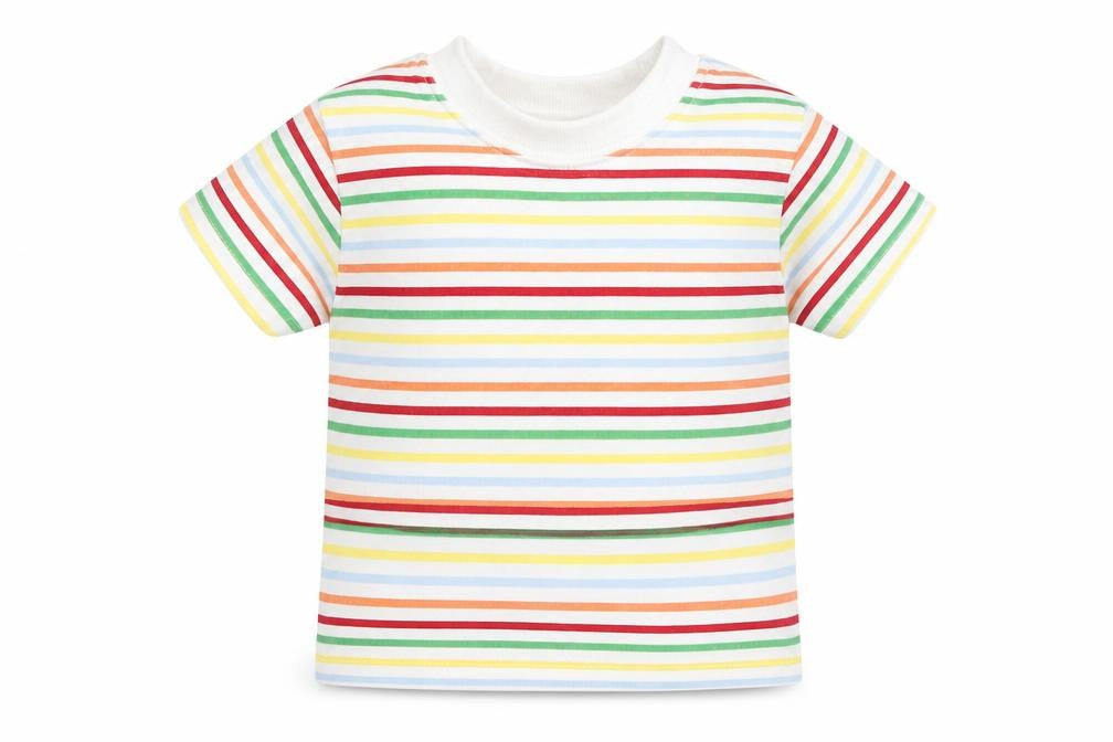 Baby Boutique Baby White Striped  Basic T-Shirt Size 0-3 Months