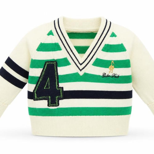 mamas & papas Baby White Striped  Pullover Jumper Size 0-3 Months  - Golden Duck