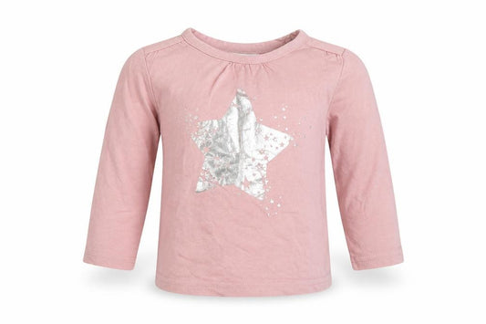 Front view of Next Baby Pink Jersey T-Shirt, size 3-6, Months - Star
