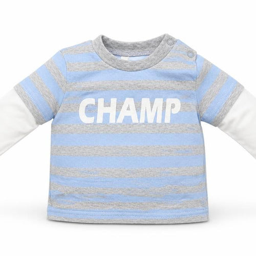 Tiny Ted Baby Blue Striped  Jersey T-Shirt Size 3-6 Months  - Champ