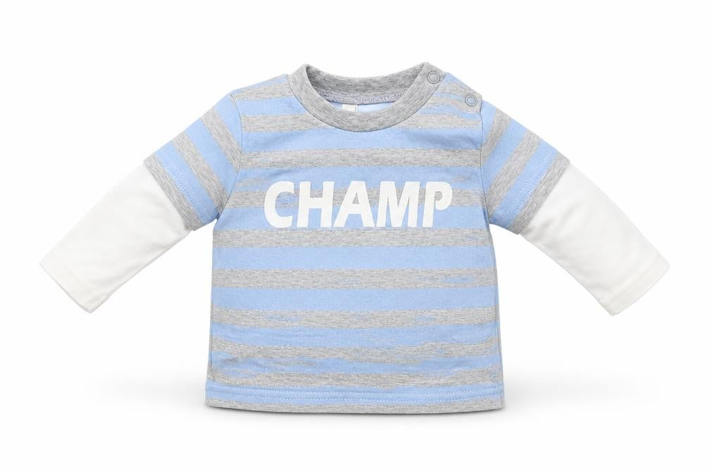 Tiny Ted Baby Blue Striped  Jersey T-Shirt Size 3-6 Months  - Champ