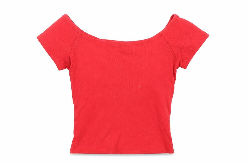 Front view of Select women’s red basic t-shirt, size UK 10