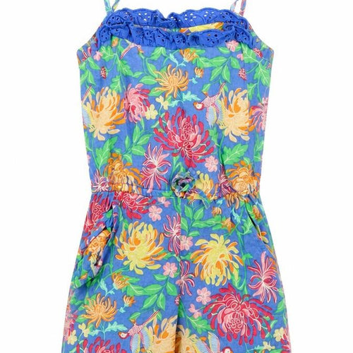 E-vie Girls Blue Floral  Playsuit One-Piece Size 2 Years