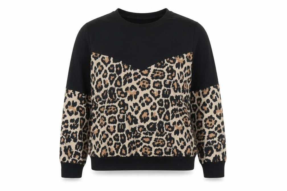 Front view of Preworn women’s black animal print jumper, size S