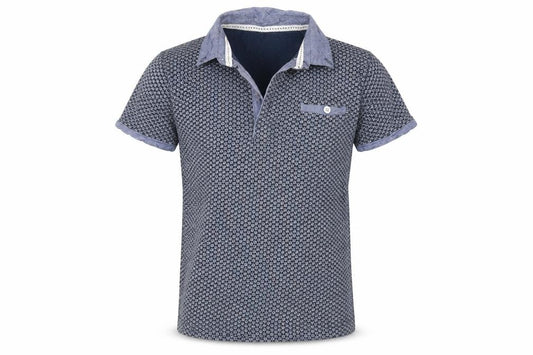 Front view of Rebel girls’ blue basic polo, size 8-9, years