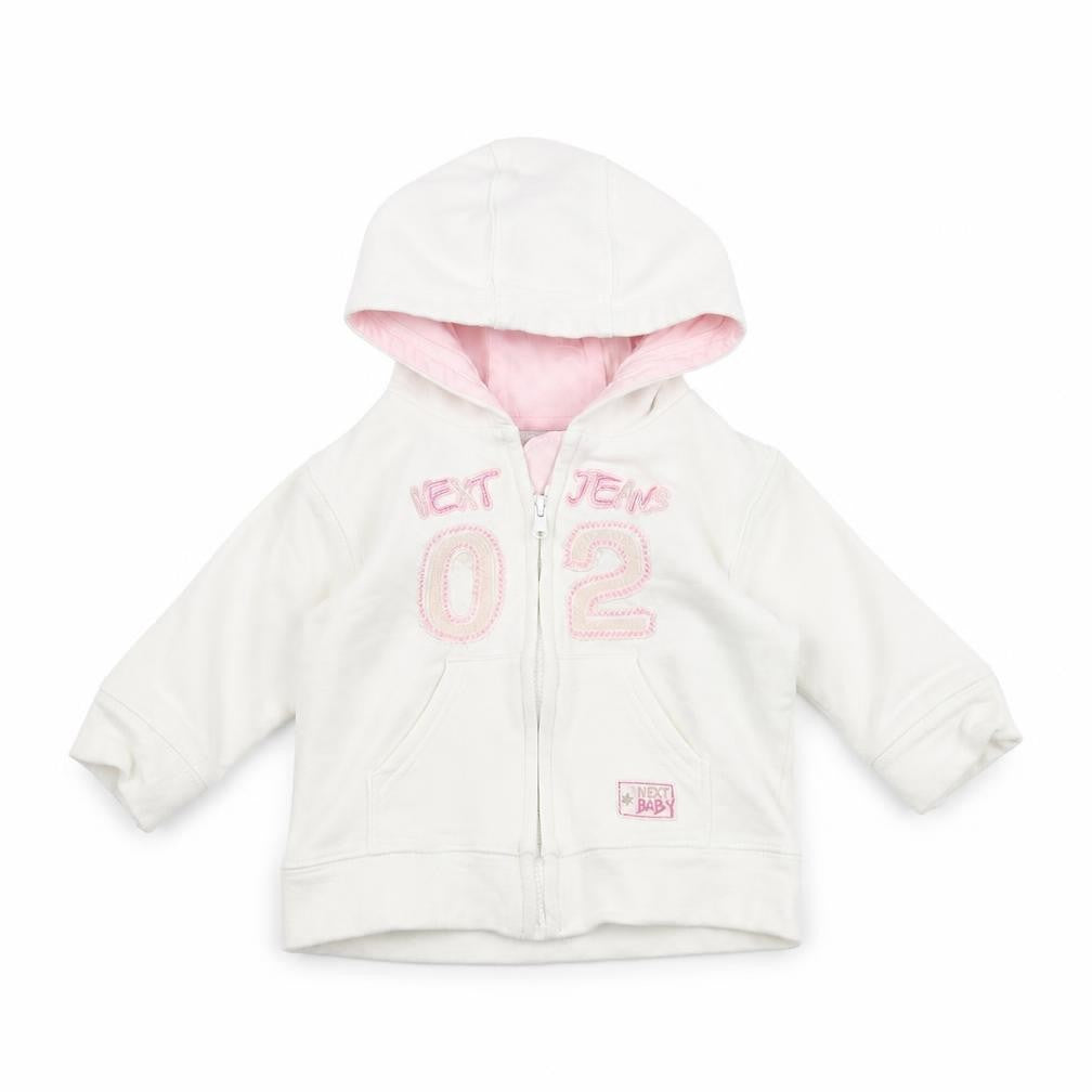 Front view of Next Baby White Jacket, size 0-3, Months
