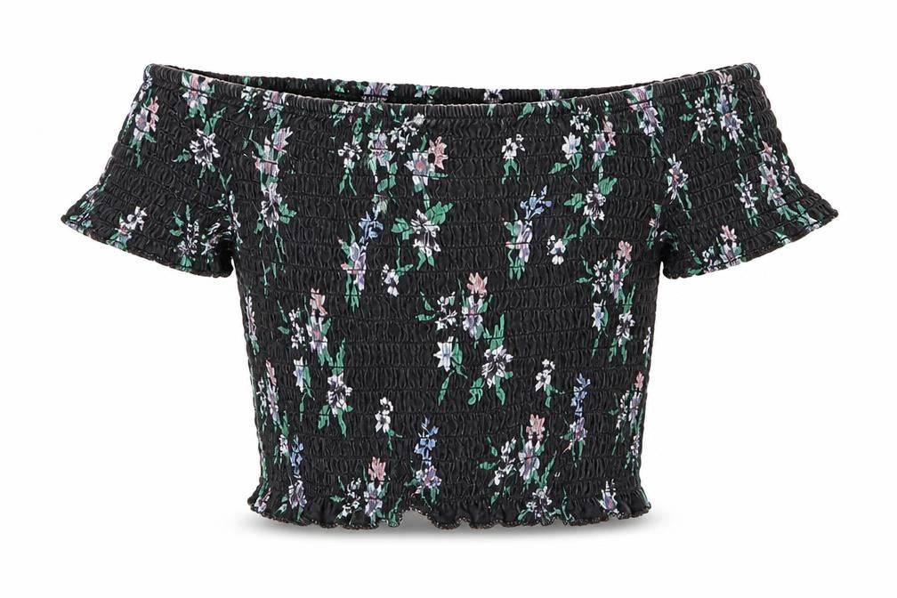 Front view of Primark women’s black floral basic blouse, size UK 10