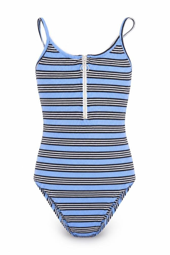 Front view of Primark women’s multicoloured striped bodysuit one-piece, size UK 4