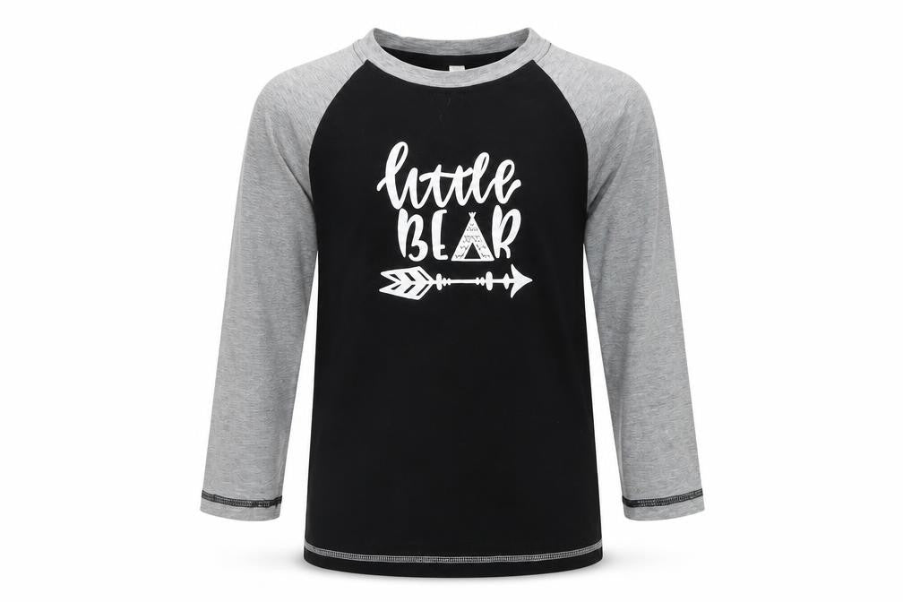 Front view of PatPat boys’ black basic t-shirt, size 8-9, years