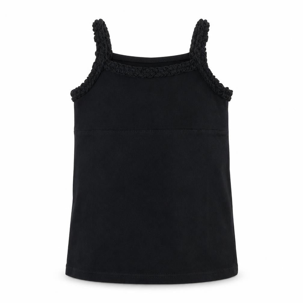 Front view of Matalan girls’ black basic t-shirt, size 4-5, years