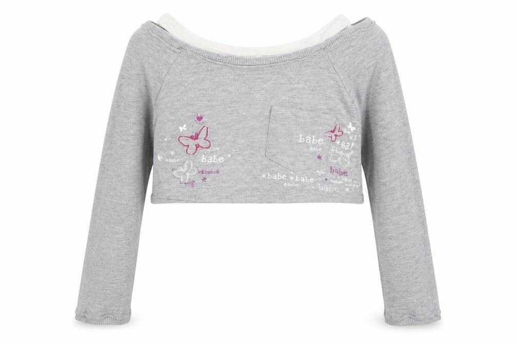 adams kids Girls Grey   Basic T-Shirt Size 7 Years  - crop