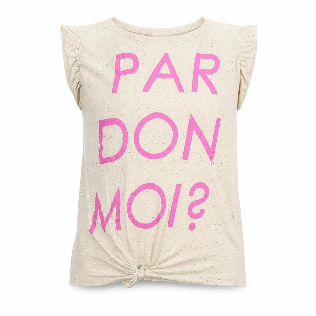 Front view of YD girls’ beige basic t-shirt, size 10, years