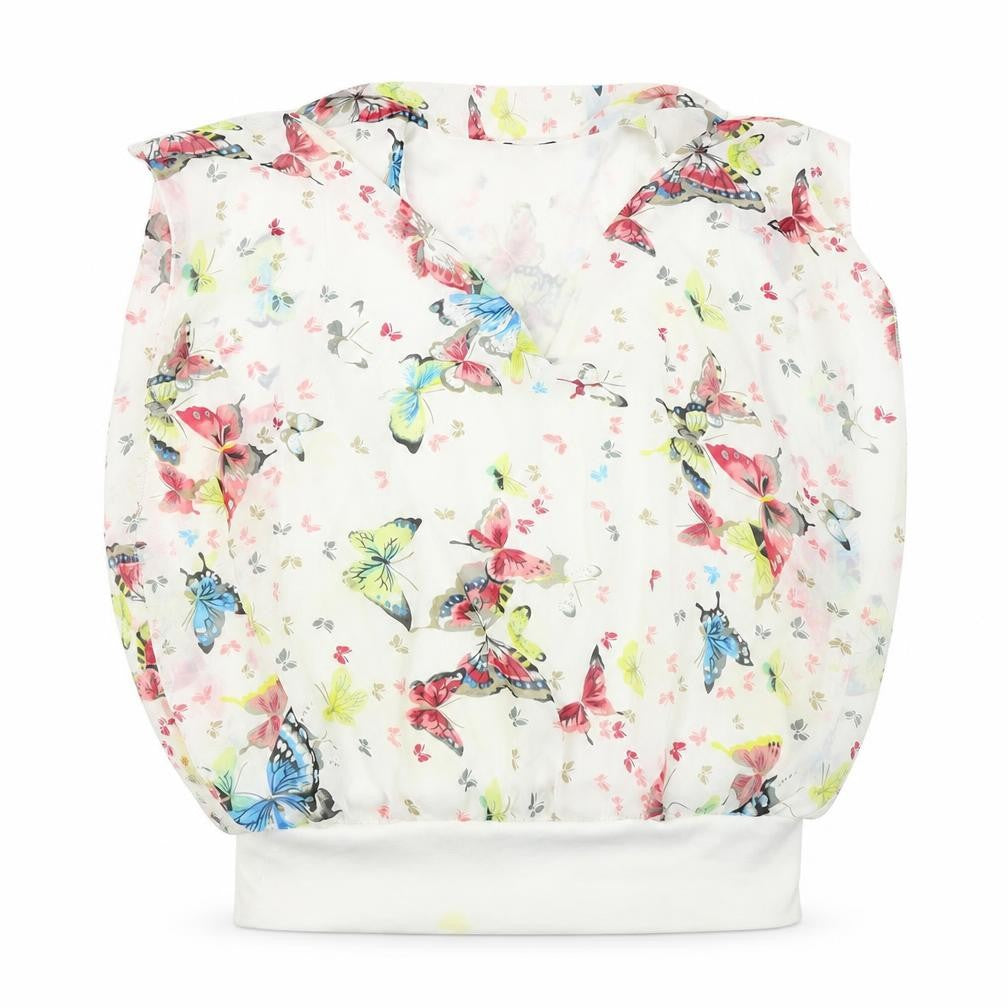 ly Womens White Floral  Basic Blouse Size 8