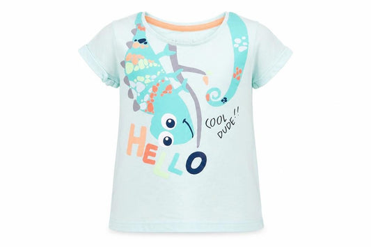 Front view of Pep&Co Baby Green Basic T-Shirt, size 12-18, Months - HELLO